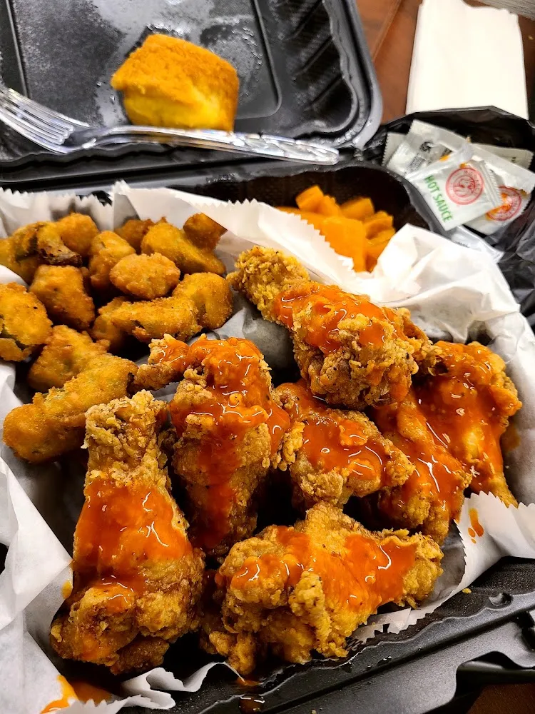 Fried Chicken with Greens & Yams